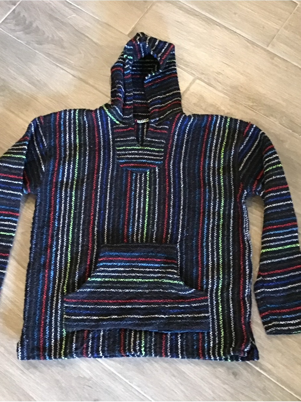 Source Unknown Multicolor Striped Crewneck Baja Hooded Sweater
